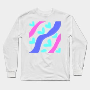 Pink Purple heart watercolor art design Long Sleeve T-Shirt